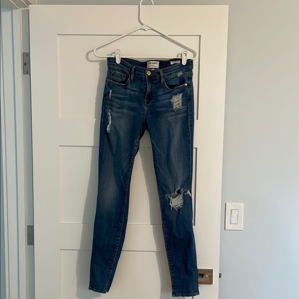 Frame Distressed Blue Jeans